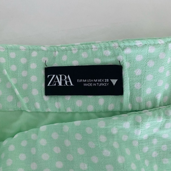 Zara Mint Green Polka Dot Skirt Skort M - Picture 7 of 7